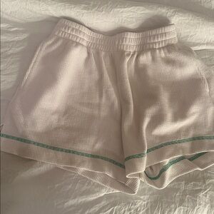 Cream Shorts with Green Trim